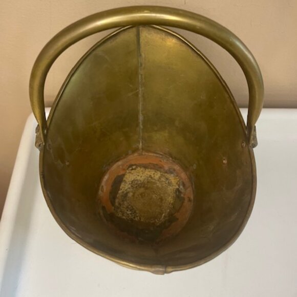 Vintage Brass Bowl with Lion Heads and Handle - Picture 7 of 9